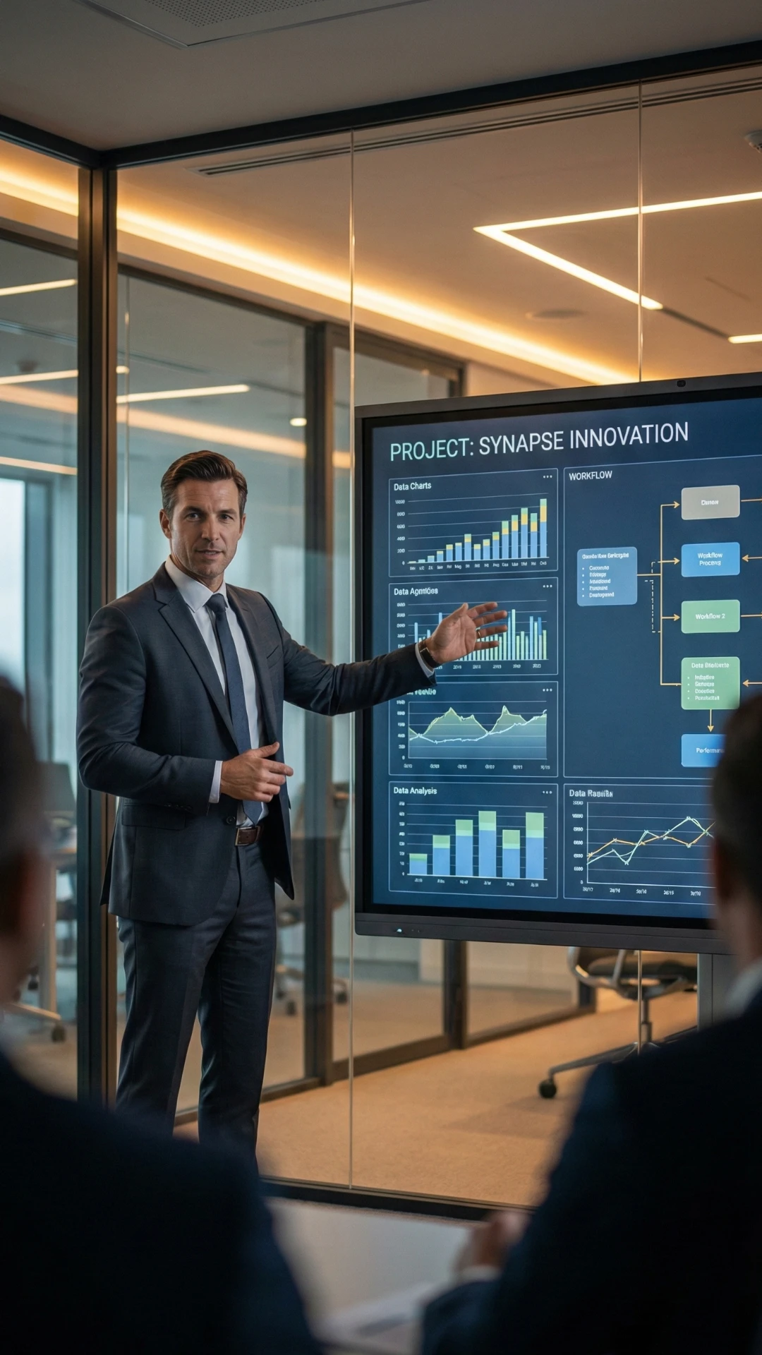 Someone presenting a project on a large screen